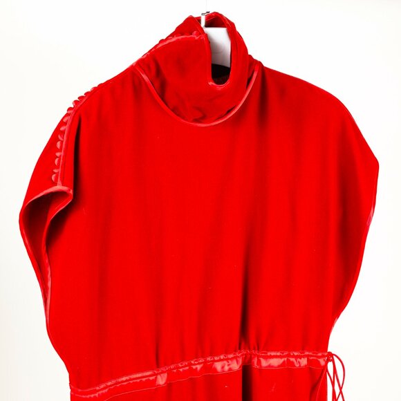 Gucci AW/19 Runway Red Wool Satin-Trim Cowl-Neck Dress - Picture 4 of 15